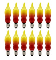 12 Pack Orange & Red Flame Tip Bulbs, 7W 120V, E12 Candelabra Base