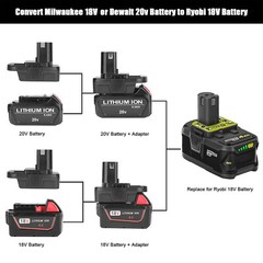 USB Battery Adapter Converter for De walt 20V Milwaukee 18V to Ryobi 18V Tool