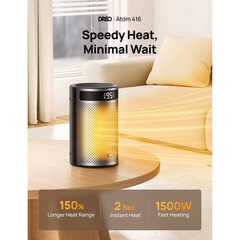 DREO 1500W Atom 416 10″ Whisper-Quiet Portable Ceramic Space Heater with Temp