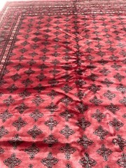 Hand-Woven Wool and Silk Princess Bokhara Area Rug