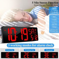 17.2″ Large LED Digital Wall Clock w/ Remote Control &Auto-Adjustable Brightness