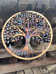 Heat Colored Tree of Life Metal Wall Hanging – Outdoor Garden Decor