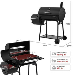 Royal Gourmet Offset Smoker 27.44-in W Black Barrel Charcoal Grill