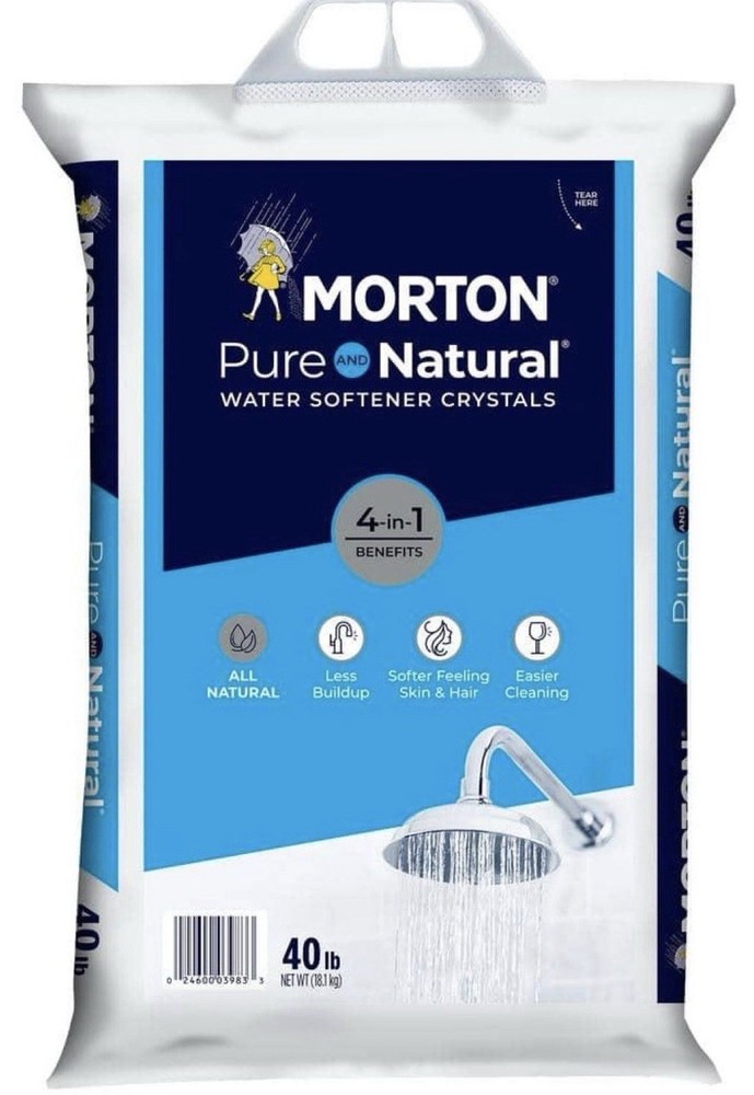 Morton Pure and Natural Water Softener Salt Crystals, 40 lb Free Shipping