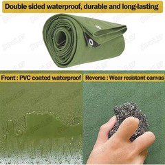 Canvas Tarp 26.5oz Heavy Duty Water and Mildew Resistant Tarpaulin RV Boat Cover