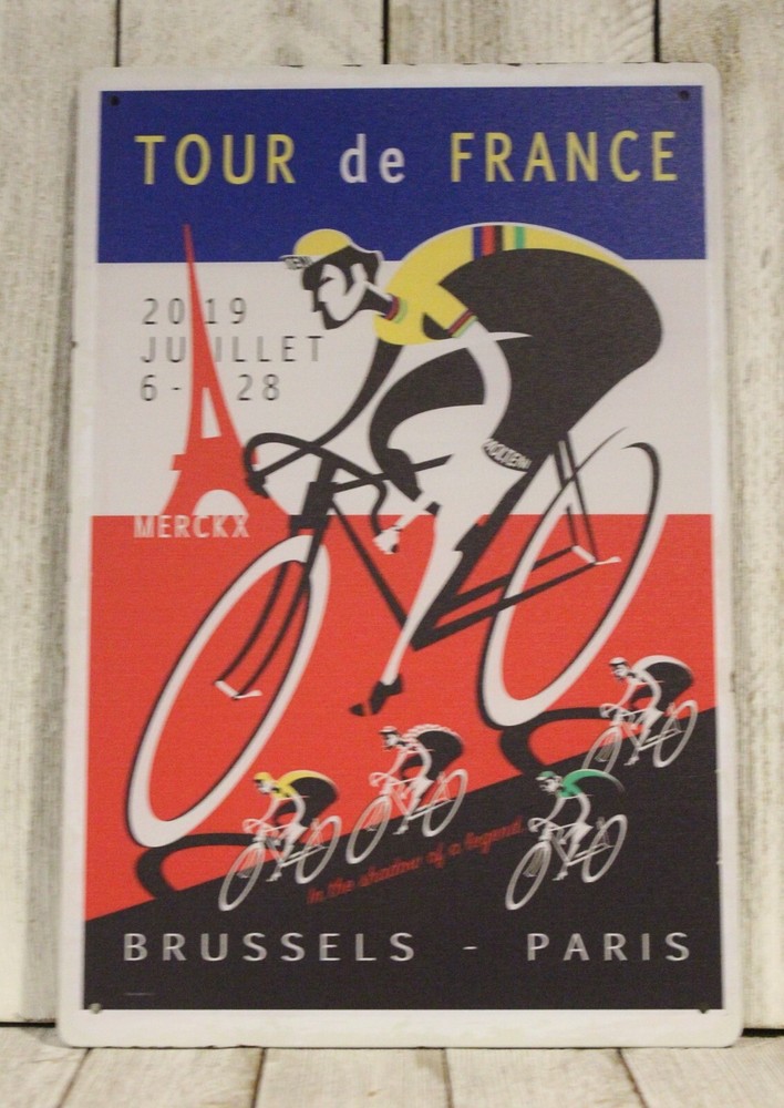 Tour de France Tin Metal Poster Sign Vintage Look Ad Bike Race Racing Cycling