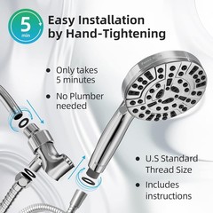 HammerHead Showers® Solid Metal Handheld Shower Head 2.5 GPM, Brushed Nickel