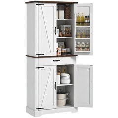 HOMCOM 71″ Farmhouse Pantry Cabinet w/ Drawer White, Refurbished