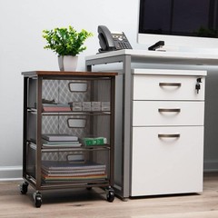 Mind Reader 13 in. W x 24.25 in. H Black 3-Drawer Pull-Out Metal Storage Cart