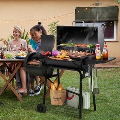 Royal Gourmet Charcoal Grill 30 IN Barrel with BBQ Cover Outdoor Backyard Patio