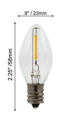 25 LED Replacement Light Bulbs for Night Lights C7 Base, 0.7w, 120v