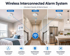 Wireless Interlinked Smoke & Carbon Monoxide Alarm 6 Pack LCD Display SC-RF200