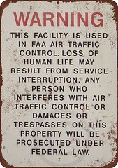 Warning FAA Air Traffic Control Vintage look Reproduction Metal Sign 8 x 12