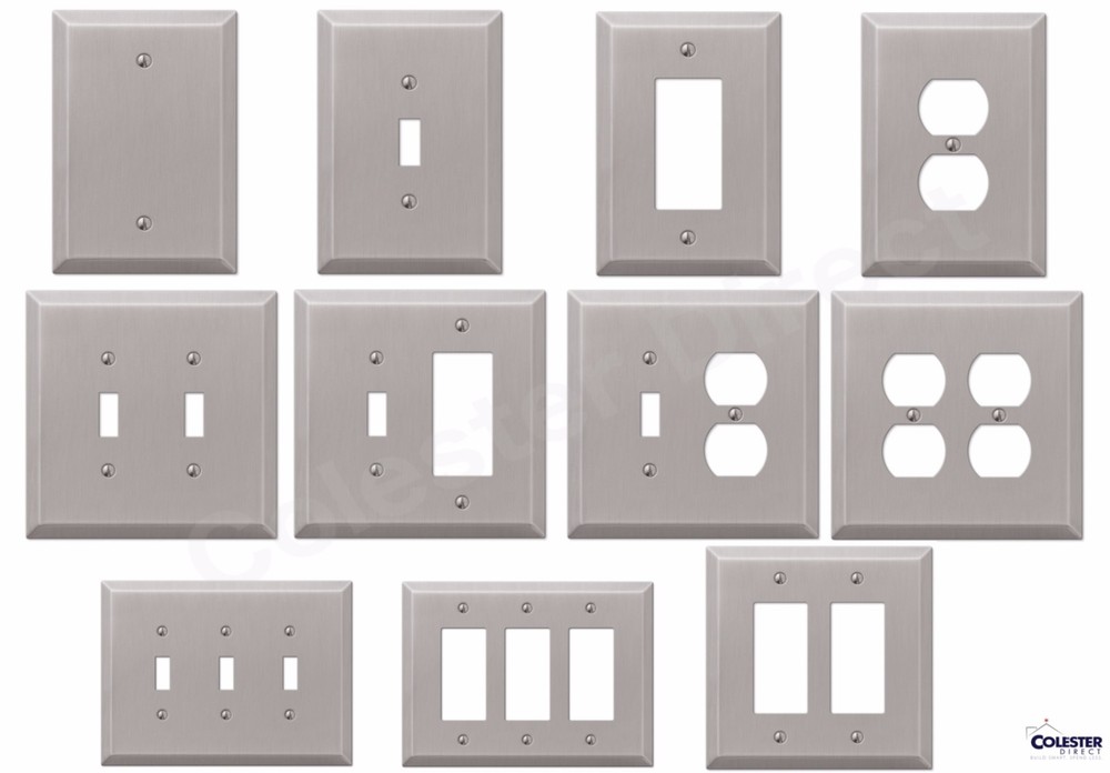 Brushed Satin Nickel Wall Switch Plate Outlet Cover Toggle Rocker GFI