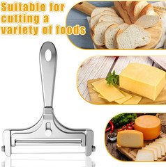 Stainless Steel Wire Cheese Slicer with 4 Extra Wires Adjustable Thickness Hand