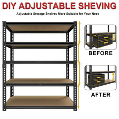 5-Tier Heavy Duty Metal Shelving Unit Adjustable Garage Shelves Utility Rack