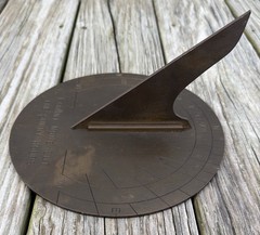 Vintage Antique Metal Sundial “I Count None But The Sunny Hours” 9″ Diameter