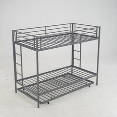 Twin Over Twin Bunk Bed with Trundle Triple Bunk Beds for Kids Teens Adults Room