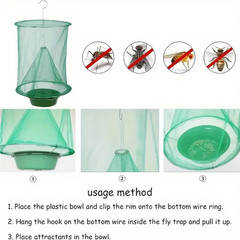 1-200X Ranch Fly Trap Reusable Hanging Fly Traps Outdoor Flay Catcher Cage Net