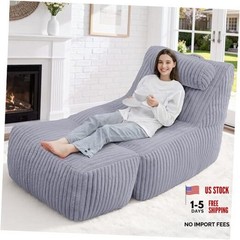Giant Bean Bag Chairs for Adults,Bean Bag Lounger with Plush Light Grey