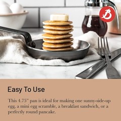 De Buyer 5612.12 Mineral B Round Carbon Steel Egg & Pancake Pan, Nonstick, 4.75″