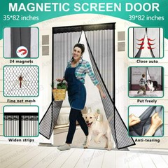 Magnetic Screen Door Heavy Duty Hands-Free Mosquito Mesh Anti Bugs Fly Curtain