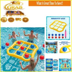 Inflatable Pool Tic-Tac-Toe Game Set with 10 Balls for Adults Kids Teens