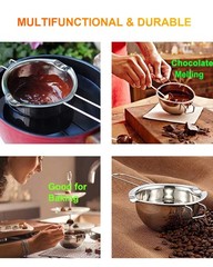 Stainless Steel Double Boiler Pot for Melting Chocolate, 480ML, Silver Handle
