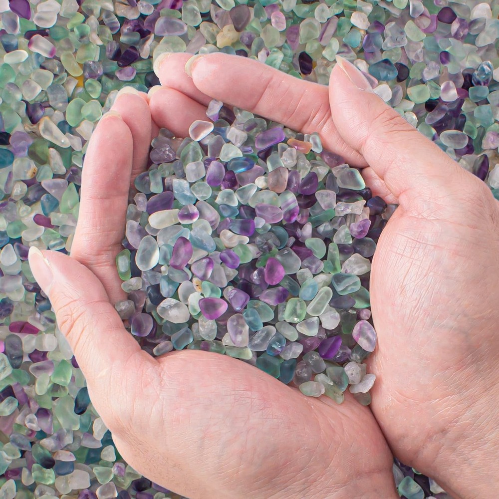 0.5 Lb/230g Fluorite Crystal Chips Stones Decorative Crystal Pebbles, Irregul…