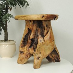 GREENAGE Natural Cedar Mushroom Stool Plant Stand Nightsstand Side Table 13.5″ H