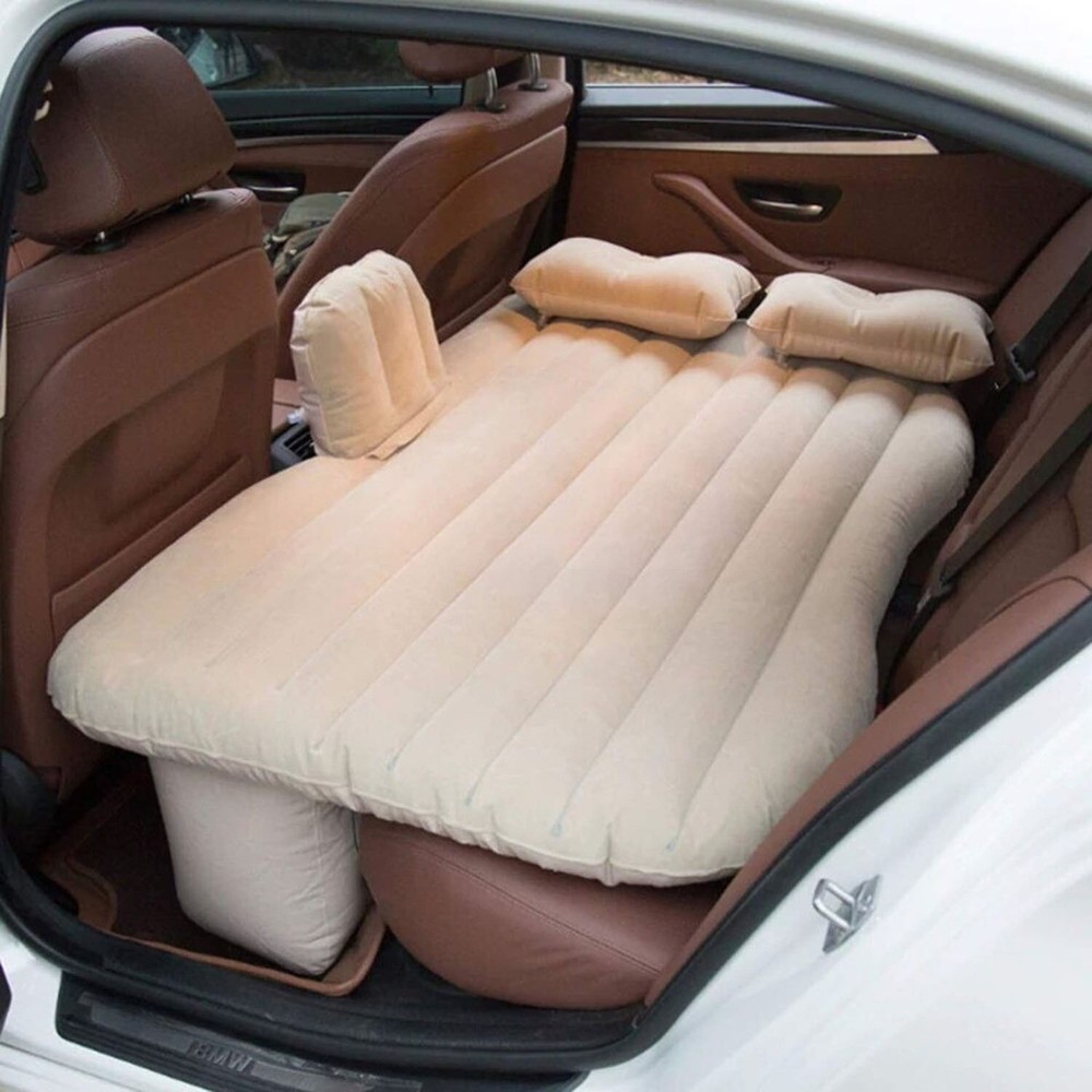 Car Inflatable Mattress Beige, Flocking, Rectangle, Black