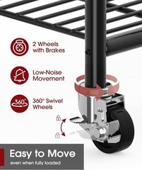 Sakugi Clothes Rack, Heavy-Duty Garment Rack with Shelves & Wheels, Freestanding