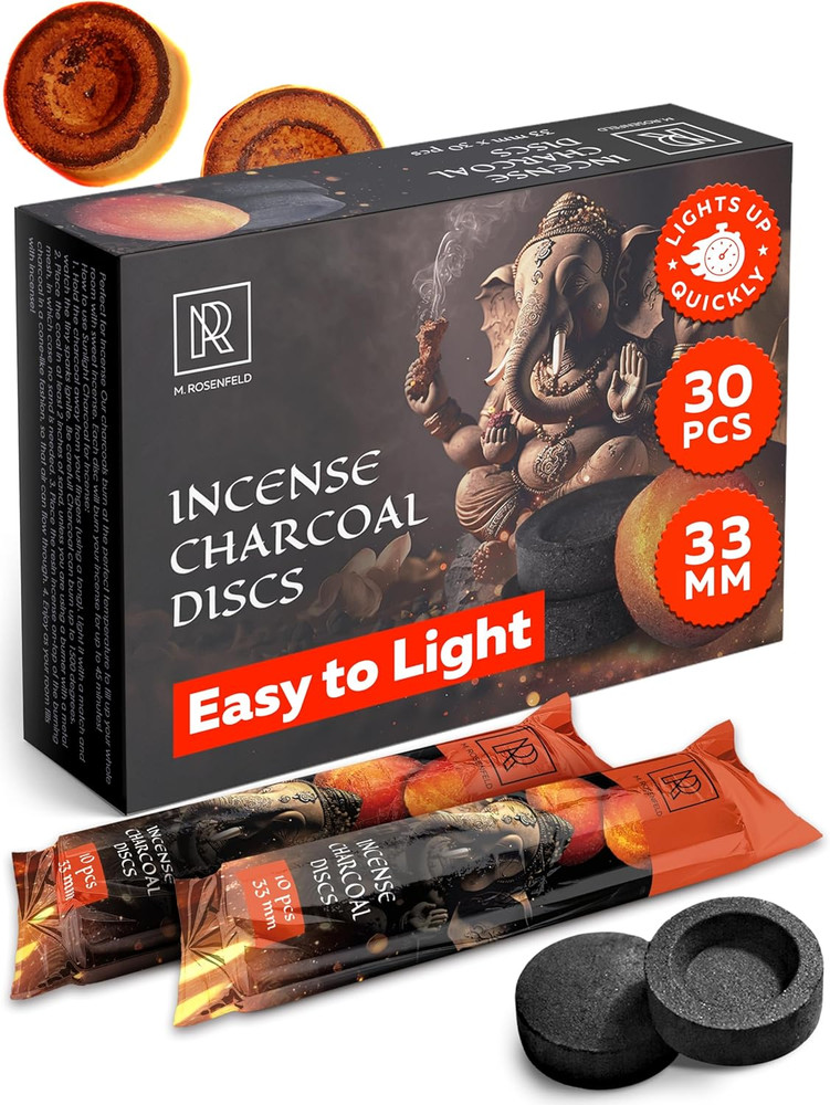 Charcoal Discs to Burn Incense – 30 Pcs Charcoal for Incense Burning – 33 Mm Mos