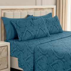 Luxury Deep Pocket 6 Piece Bed Sheet Set 1800 Series Hotel Comfort Paisley Sheet