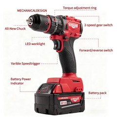 Cordless Brushless Electric Drill Driver w/ Battery & Charger – Clearance Sale
