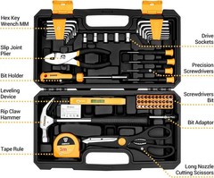62-Piece Household Tool Set：Small Basic Home Tool Kit with Plastic Toolbox, Hand