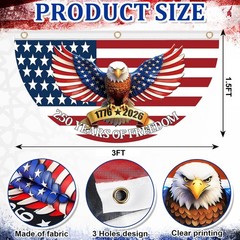 2PCS 250th Anniversary USA Bunting Flag 1776-2026th Birthday American Fan Flags