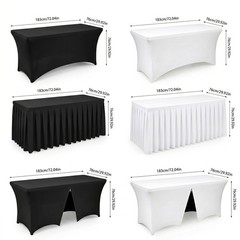 6FT Rectangular Spandex Table Cover Stretch Fitted Tablecloth for Vendor Wedding