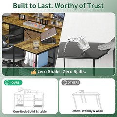 9.5FT L-Shaped Home Office Computer Desk 6 Drawers Monitor Stands Power Outlets
