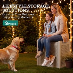 YITAHOME 35 Gallon Outdoor Deck Box, Lockable Waterproof Storage Box, Resin Stor
