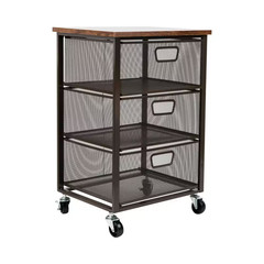 13 In. W X 24.25 In. H X 15.75 In. D Black Pull-Out Metal 3-Drawer Storage Cart