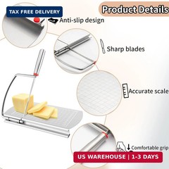 Cheese Slicer,Stainless Steel Cheese Cutter,Multipurpose Cheese Slicers with Gri