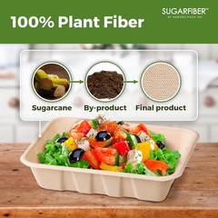 [100 COUNT]Harvest Pack 32 oz Compostable Food Trays 8.49″ x 6.45″ x 1.86″
