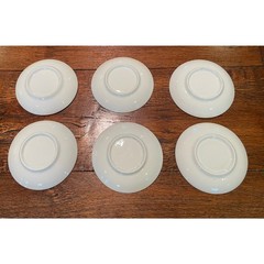 Old Paris White and Gold Porcelain Teacups and Saucers, Set of 6