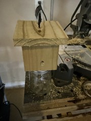 Handmade Set Of 2 Pine Carpenter Bee Traps w/ Jars and DClip Hook Free Shipping!