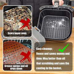 Silicone Liners Square for Air Fryer, 2 Pcs Non-Stick -Grade Reusable Basket Sil
