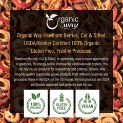 Organic Way Hawthorn Berries Cut & Sifted – Organic, Kosher & USDA Certified