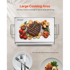 23×16 in Flat Top Griddle Stainless Steel Universal BBQ Grill Pan Cookware