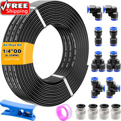 Air Line Tubing Kit,1/4″ Air Hose,1/4″ (6.35MM) OD 32.8FT Polyurethane PU Air Ho