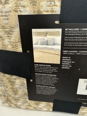 Ralph Lauren Sierra Tan Metallic Taupe Silver F/Queen Duvet Sham Set 3 New~